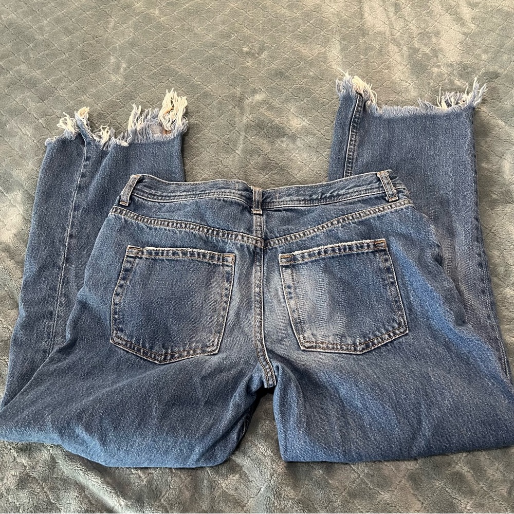 We The Free Light Blue Frayed Wide Leg‎ Jeans - Picture 7 of 9
